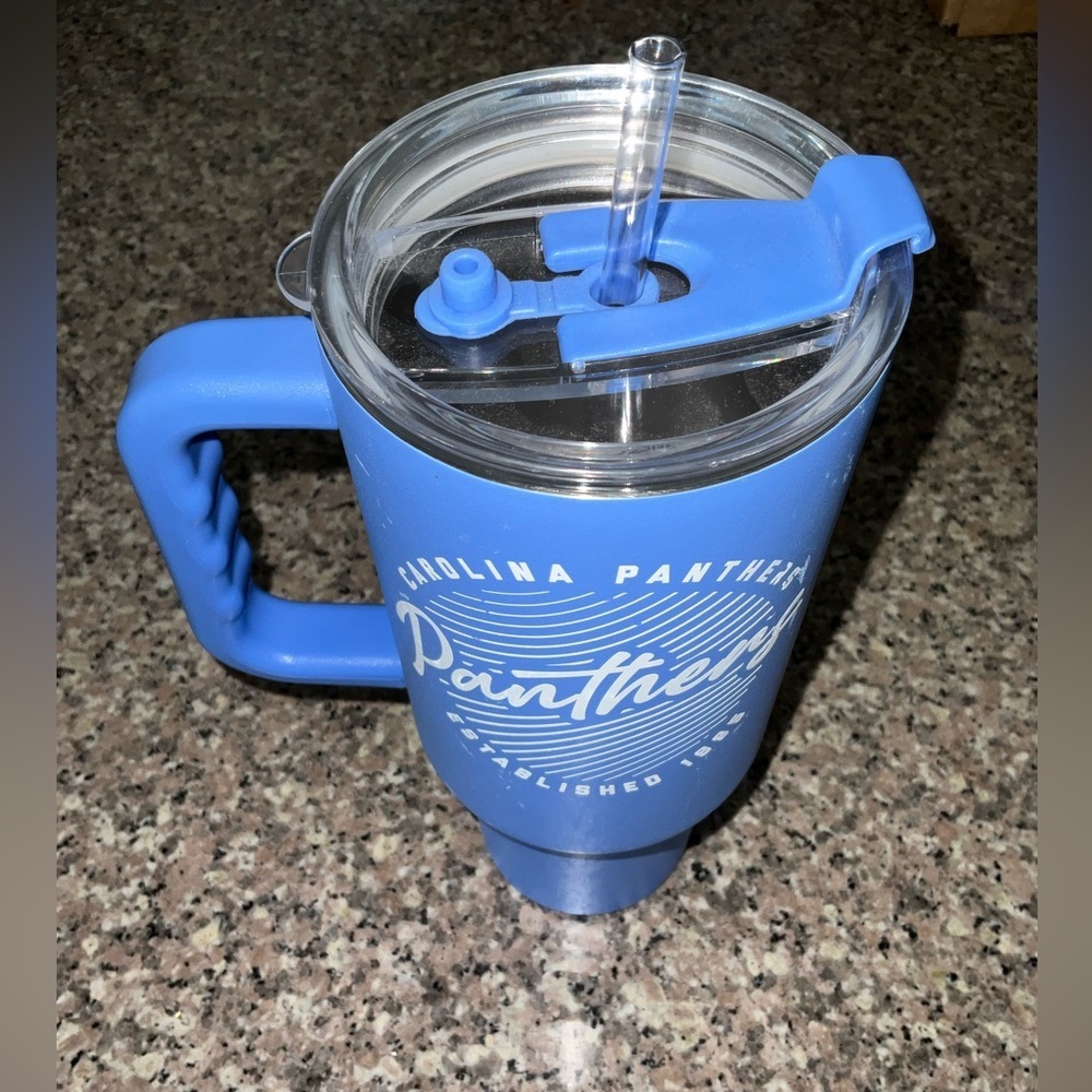Carolina Panthers Blue Tumbler with Straw